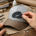 Technique de flocage casquettes personnalisées pour entreprises, illustration paper craft.