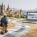 Image paper craft: un artisan en chemin vers la création de son site internet professionnel à Lausanne. Guide complet 2026.