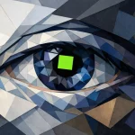 Image abstraite géométrique représentant un œil stylisé avec des formes désaccordées, illustrant les erreurs à éviter en comm