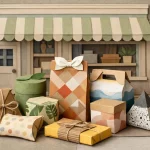 Packaging personnalisé pour PME en 2026 : assemblage créatif de boîtes en papier plié, illustrant innovation et personnalisat