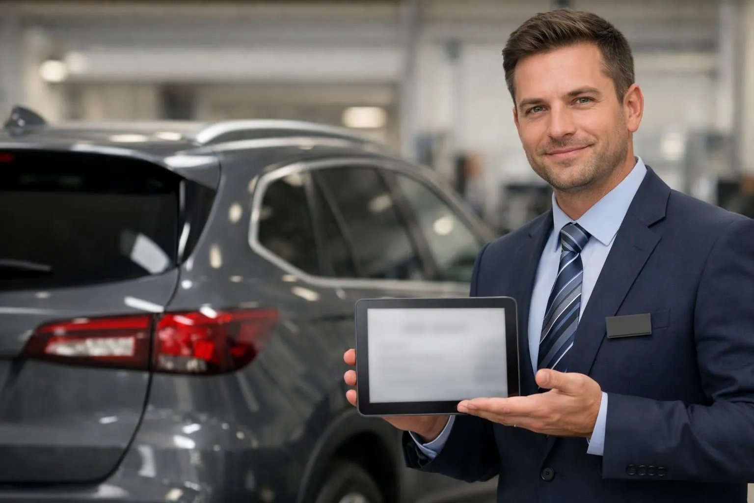 Conseiller expliquant les tarifs de vitres teintées arrière voiture, illustration des prix en Suisse.