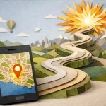 Agence SEO locale Lausanne: Chemin d'optimisation de visibilité en origami. Processus tactile de croissance.