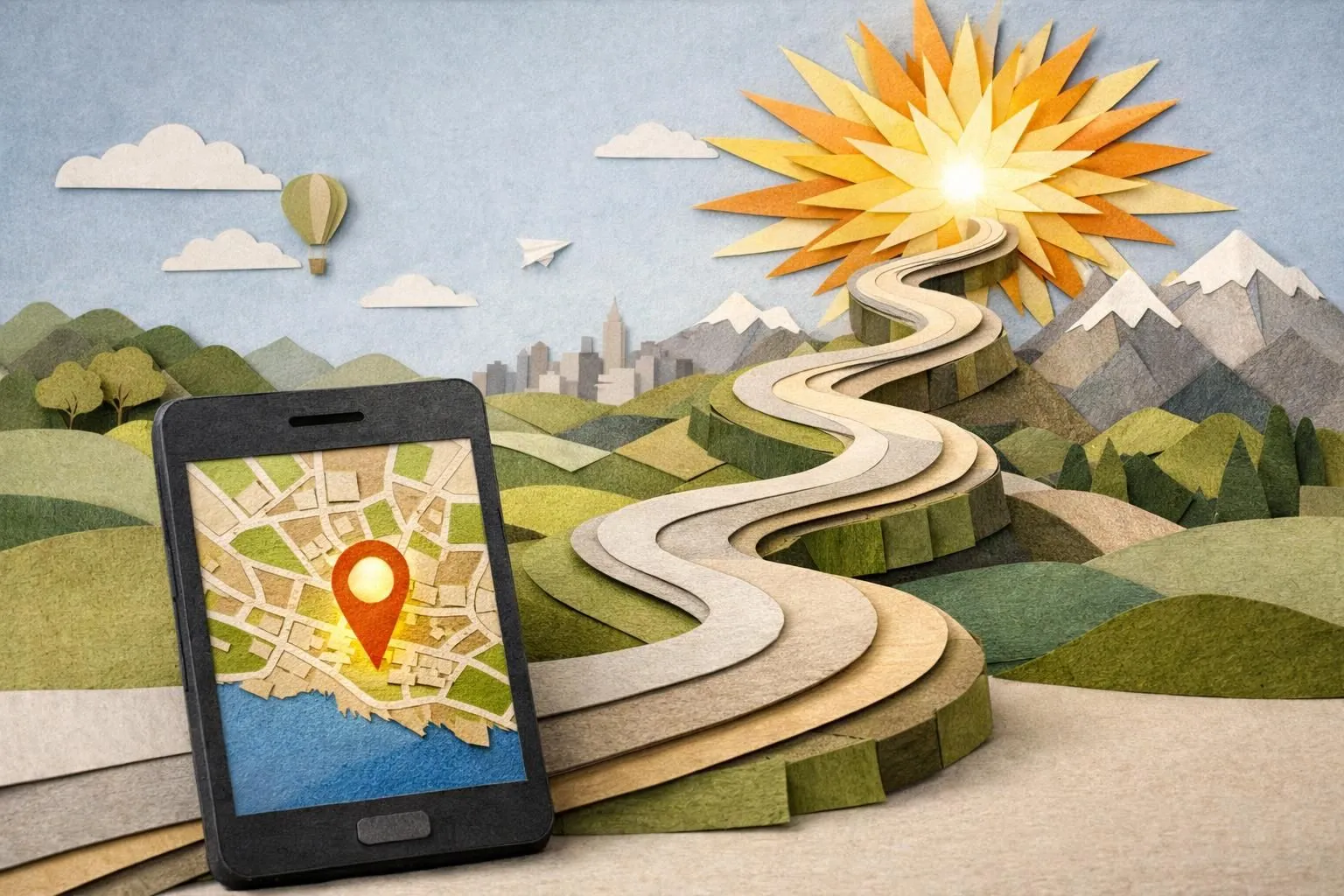 Agence SEO locale Lausanne: Chemin d'optimisation de visibilité en origami. Processus tactile de croissance.