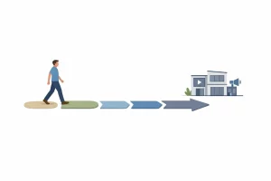 Illustration : personne suivant 5 étapes pour choisir agence marketing digital et réussir son projet.