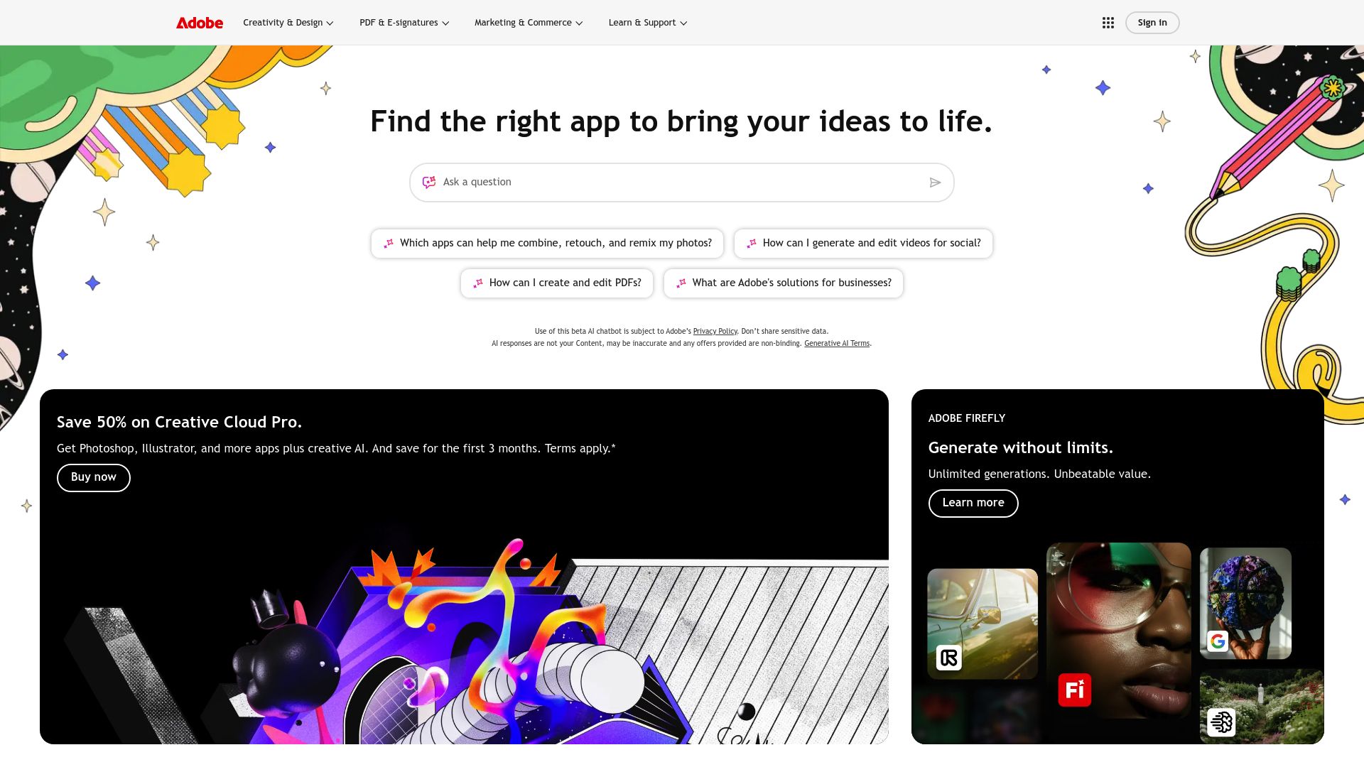 Screenshot of www.adobe.com