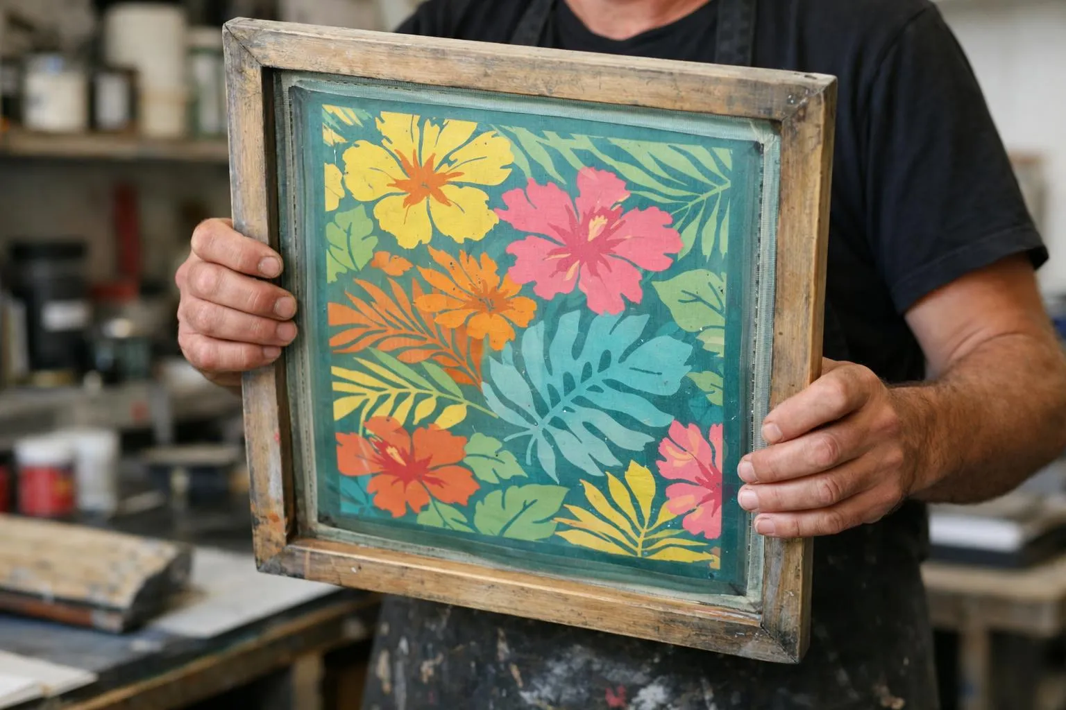 Entreprise de sérigraphie près de chez moi - artisan sérigraphe au travail