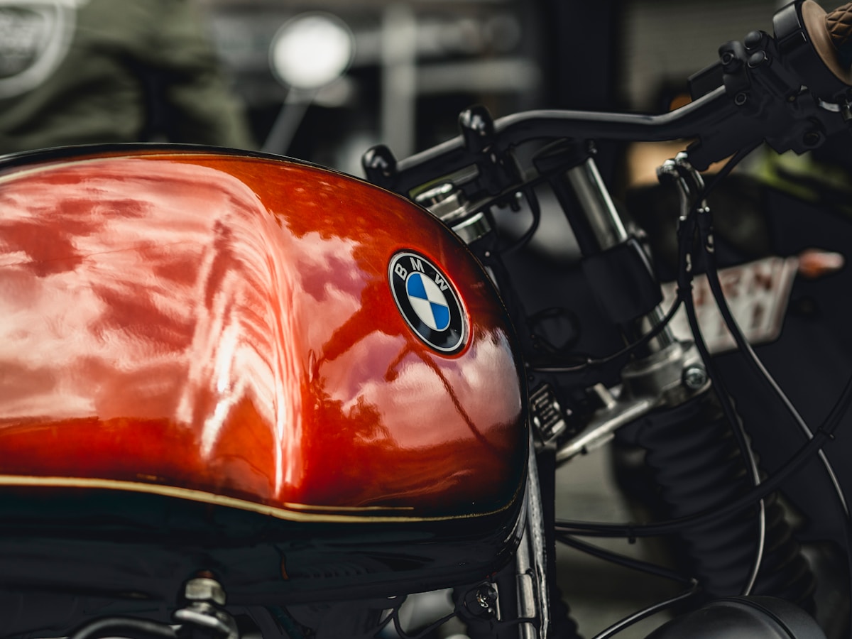 red BMW standard motorcycle