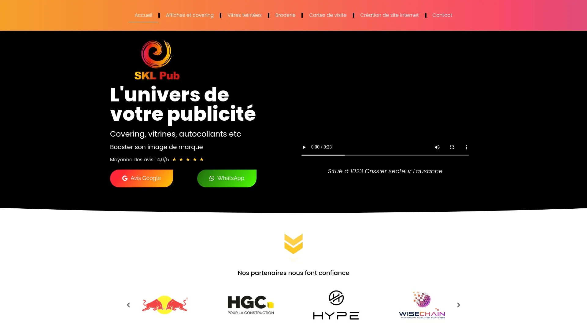 SKL Pub, covering, vitrine, autocollants, booster son image de marque.