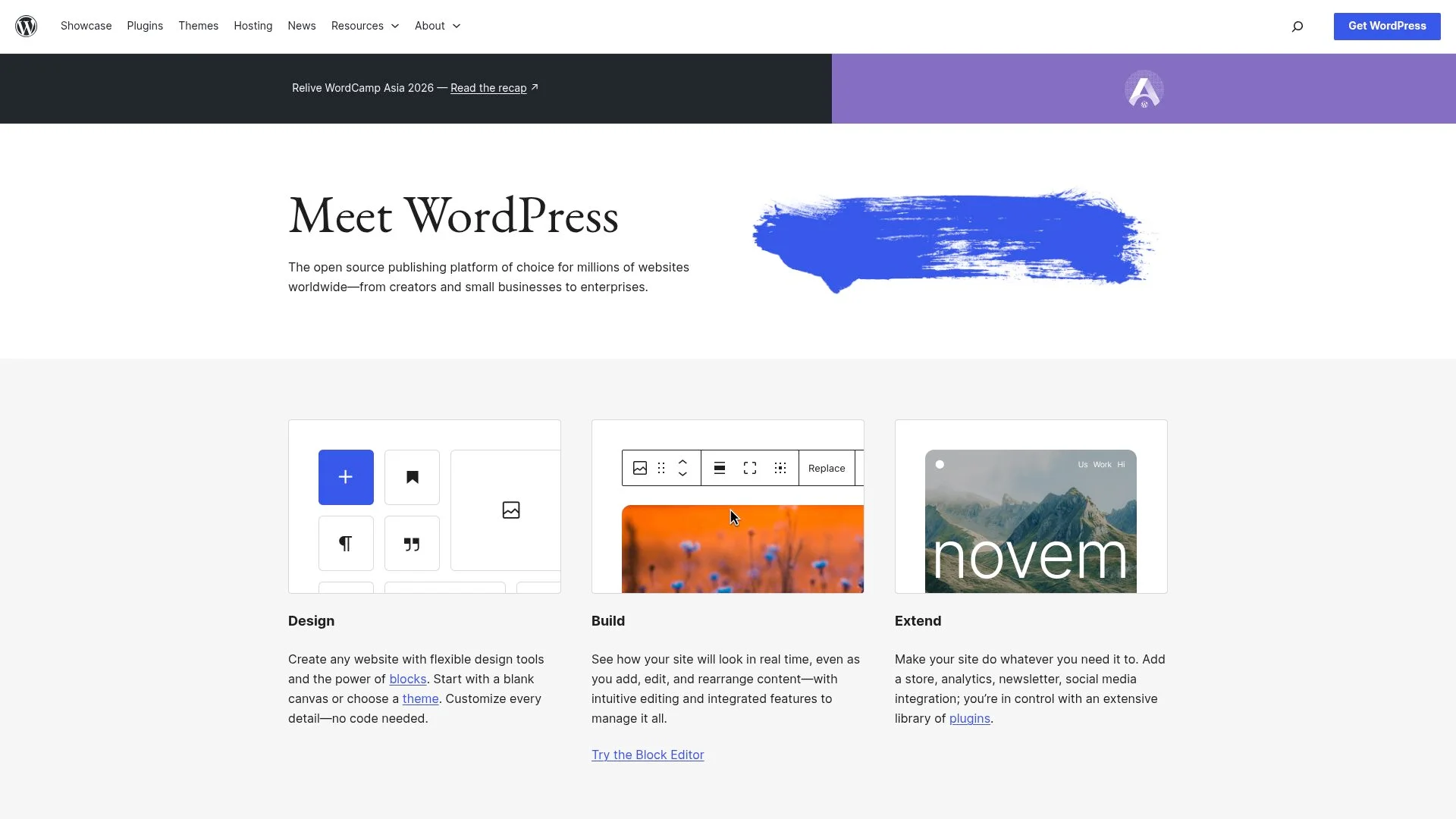 Site Web WordPress avec fonctionnalités de conception, construction et extension.