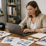 Audit communication visuelle gratuit - Femme analysant supports visuels